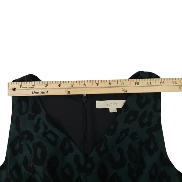 Ann Taylor Loft Leopard Print Jacquard Fit & Flare Dress Womens 4 Black Green - Picture 5 of 16
